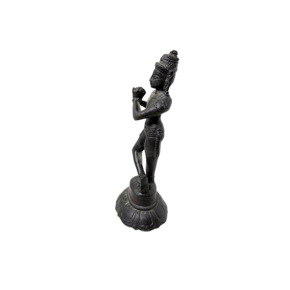 Vintage Lord Krishna Playing His Flute 4.25” Bronze Statue Exquisite Detail - Picture 6 of 9